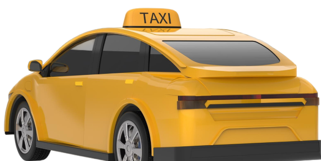 taxi ev amarillo o vehiculo electrico sobre fondo blanco 2 e1718813288923
